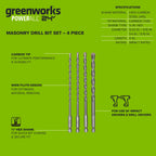 4-PC Hex Shank Masonry Drill Bit Set