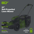 OPEN BOX 80V 21" Cordless Battery 4-in-1 Self-Propelled Lawn Mower: 4.0 Ah Battery and Charger, LM2108S