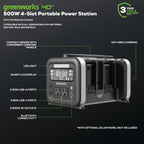 40V 500W 4-Slot Inverter Portable Power Station, (4) 4.0 Ah Batteries and Built-In Charger