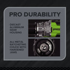 24V PowerAll Pro 850 in-lb 1/2" Hammer Drill, with 2.0 Ah USB-C Battery, 30W Charger, Belt Clip, and Auxiliary Handle