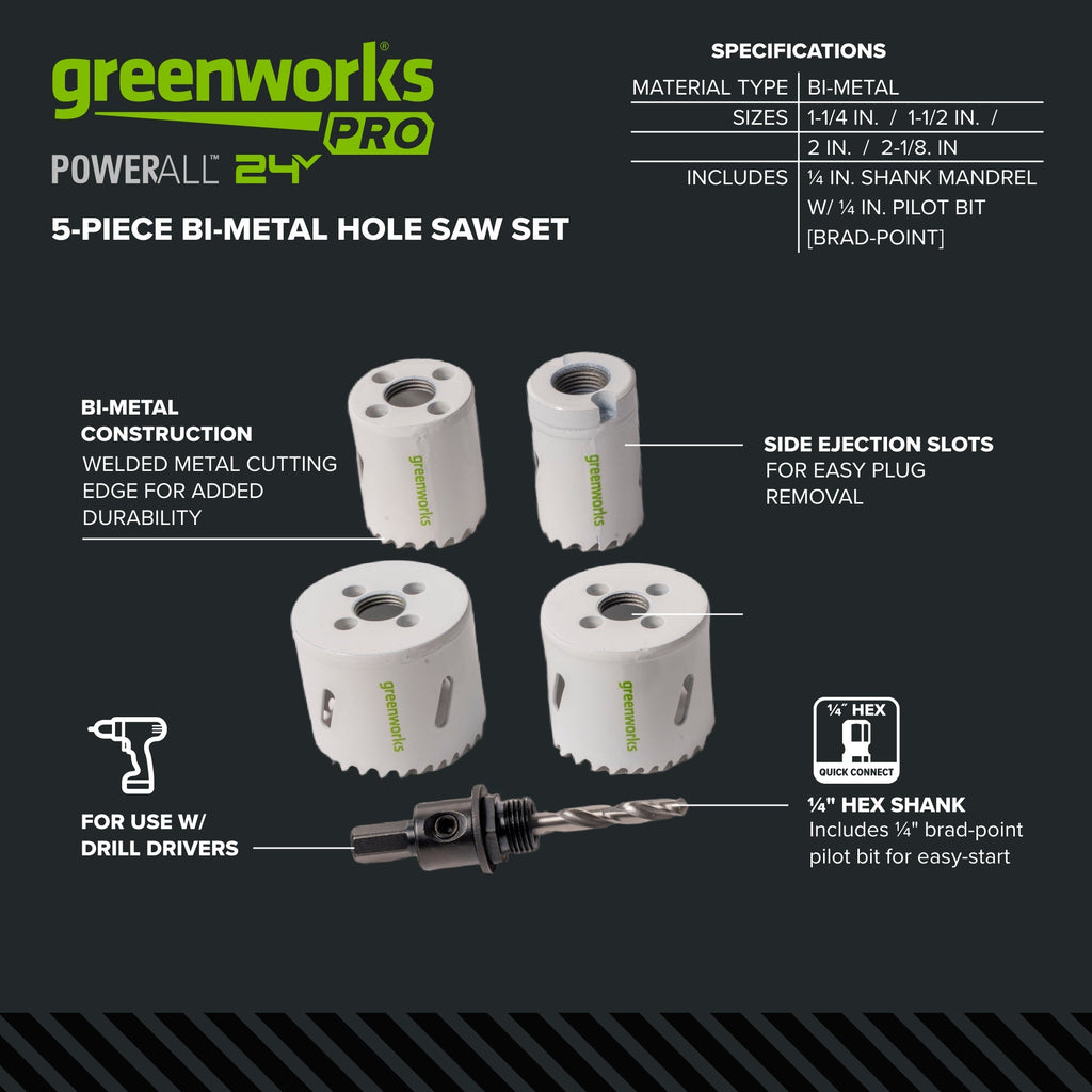 Pro 5-PC BiMetal  HoleSaw Kit