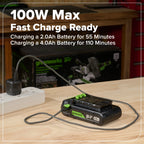 24V 1/2" 400 in/lbs Drill Driver: 2.0 Ah USB-C Battery, 30W Fast Charger and 20-PC Bit Accessory Kit