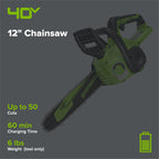 40V 12" Cordless Battery Chainsaw (Tool Only)