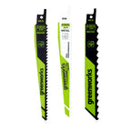 3-Piece 6" Reciprocating Saw Blade Set, with 3 TPI and 6 TPI Wood Blades and 10 TPI Pro-Grade Metal Blade