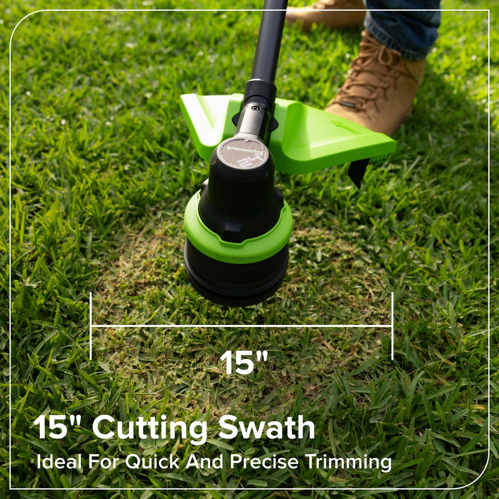 24V 15" Brushless Cordless Battery String Trimmer: (1) 6.0 Ah Battery, (1) 65W USB-C Fast Charger, (1) 3-ft USB-C Cable