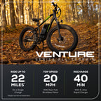 80V VENTURE Series 26" Fat Tire Electric Mountain Bike, 4Ah Battery and Charger