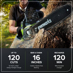 40V 16" Brushless Cordless Chainsaw w/ 4.0Ah Battery & Charger