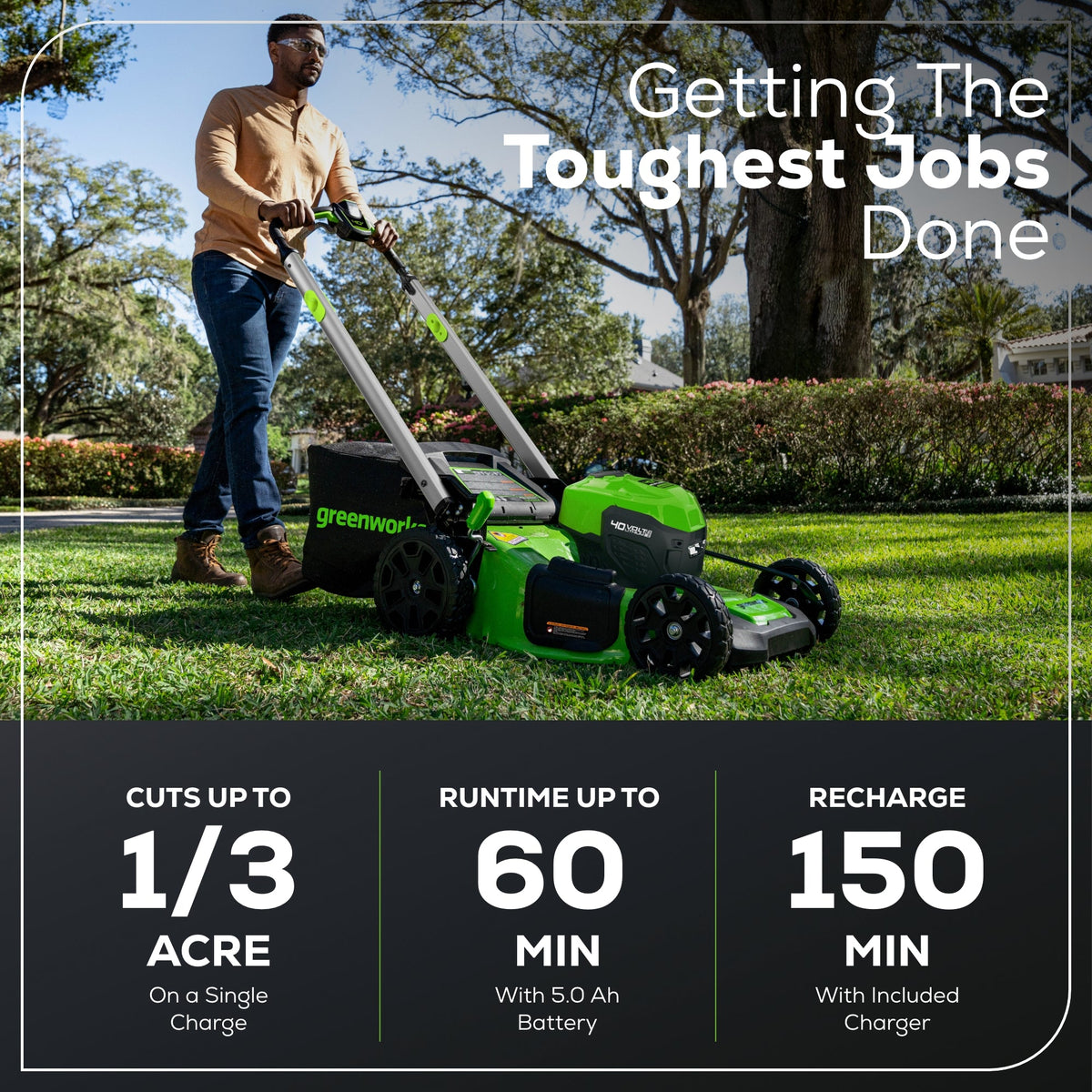 40V 21" Cordless Battery Self-Propelled Lawn Mower: 5.0Ah Battery and Charger, LM2154S