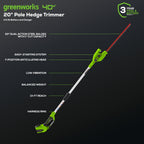 40V 20" Cordless Battery Pole Hedge Trimmer w/ 2.0 Ah Battery & Charger