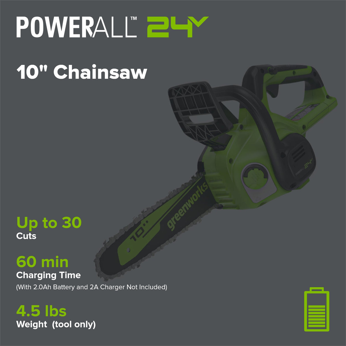 24V 10" Cordless Battery Chainsaw (Tool Only)