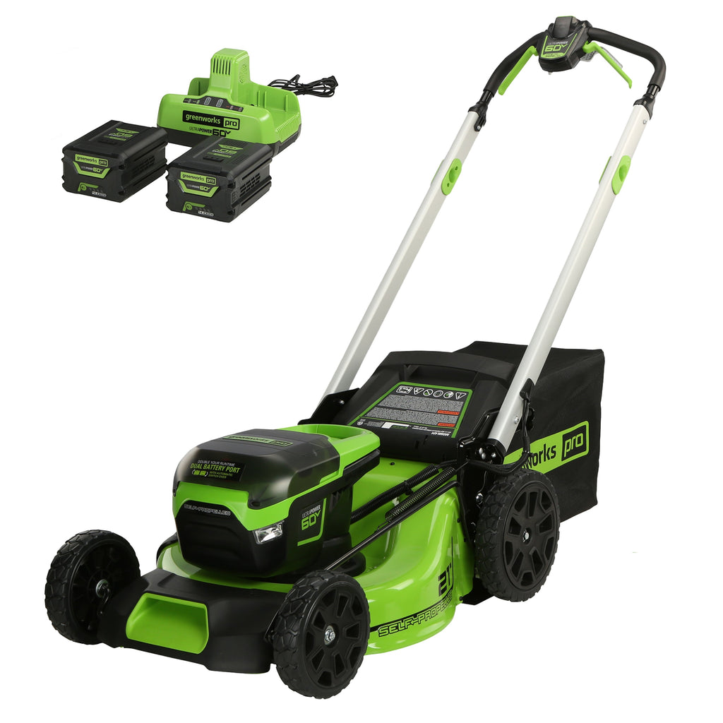 OPEN BOX 60V 21" Cordless Battery Self-Propelled Lawn Mower: (2) 4.0 Ah Batteries and Dual-Port Charger, LM2116S