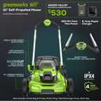 OPEN BOX 60V 21" Cordless Battery Dual Blade Self-Propelled Mower, (1) 8Ah battery and 6A Charger, LM2146S