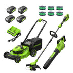 48V (24V x 2) 21" Cordless Battery Push Mower 3PC Combo Kit w/ (4) 4.0Ah High Power Batteries & (2) Dual Port Chargers