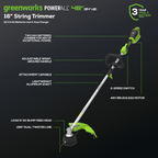 48V (24V x 2) 16" Cordless Battery String Trimmer (Attachment Capable): (2) 4.0 Ah USB Batteries and Dual-Port Charger