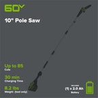 60V 10" Cordless Battery Pole Saw w/ 2.0 Ah Battery & Charger