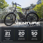 60V VENTURE Series 27.5" Electric Commuter Bike, 5Ah Battery and Charger