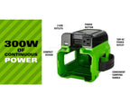 80V Cordless Battery 300 Watt Power Inverter, 2Ah Battery and Charger