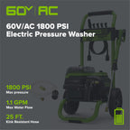 60V Hybrid 1800 PSI 1.1 GPM Cold Water Pressure Washer (Tool Only)