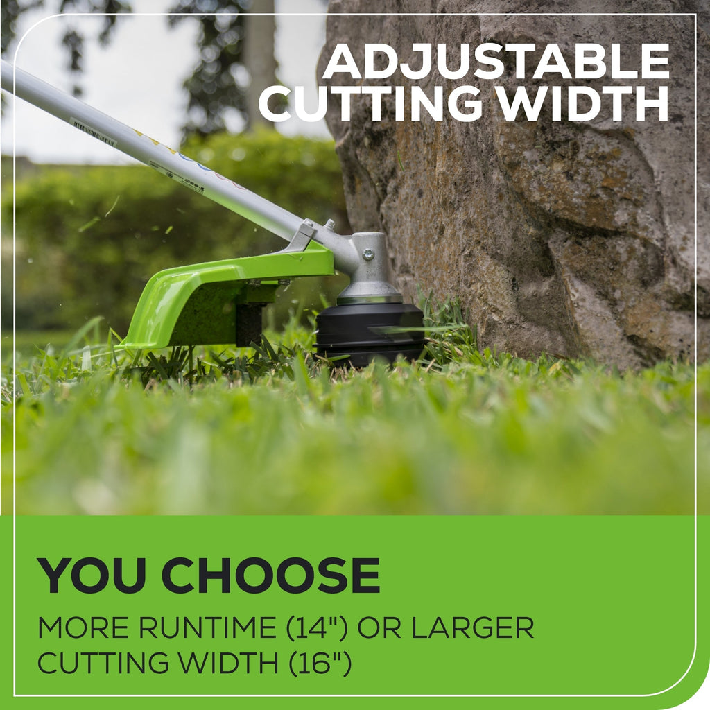 48V (24V x 2) 16" Cordless Battery String Trimmer (Attachment Capable): (2) 4.0 Ah USB Batteries and Dual-Port Charger