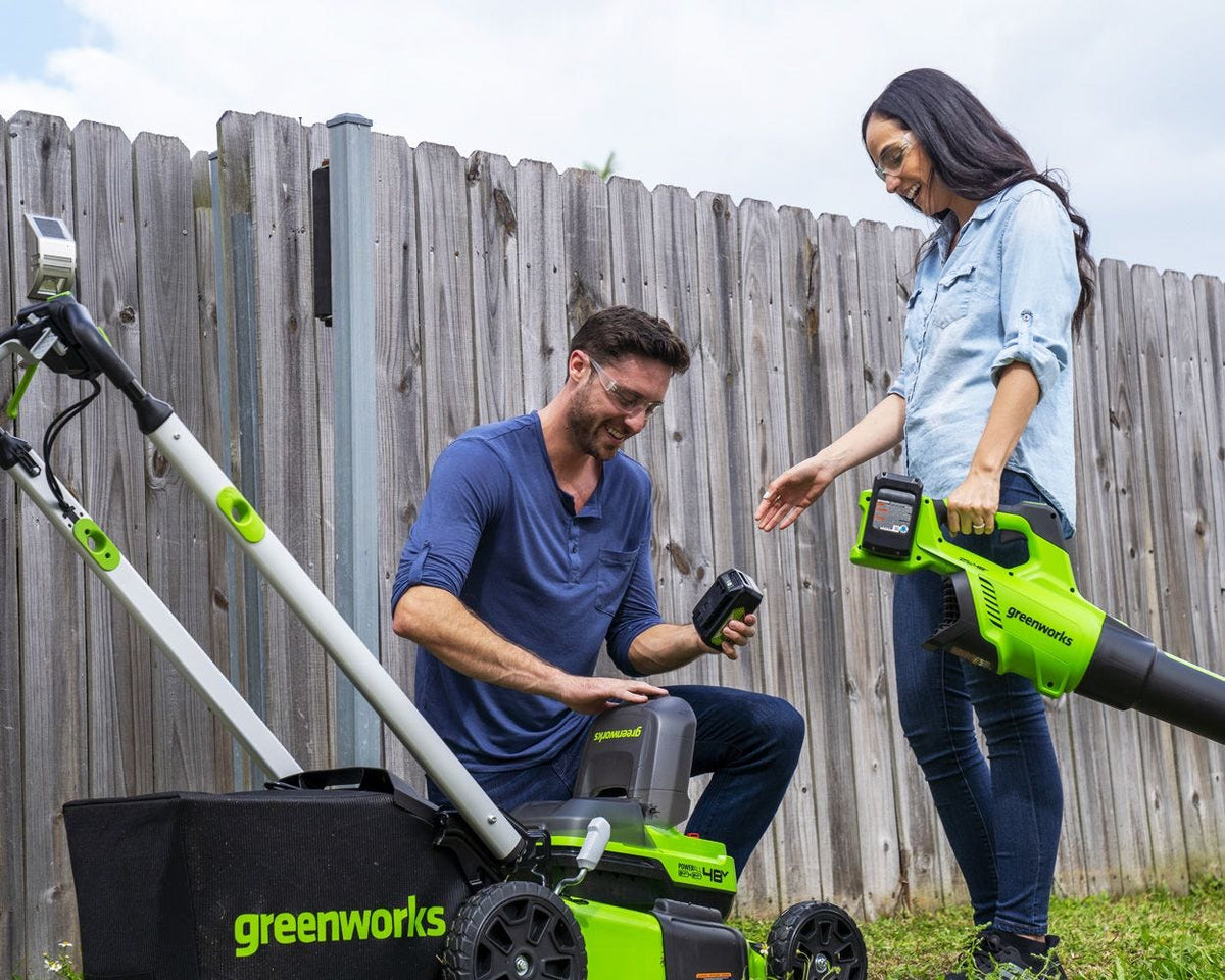 48V (24V x 2) 21" Cordless Battery Self-Propelled Lawn Mower w/ (4) 4.0Ah USB Batteries & (2) Dual Port Chargers, LM2102S