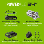 24V Cordless 280 in-lbs Drill/Driver Power Tool 10PC Combo Kit: (3) 2.0 Ah USB-C Batteries, (2) 30W USB-C Charger Block, and (2) 3' 100W USB-C Cable
