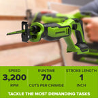 24V PowerAll 1-1/4" Reciprocating Saw with Blade, 2.0 Ah USB-C Battery and 30W USB-C Fast Charger,3,200 SPM