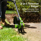 24V 12" Brushless Cordless Battery String Trimmer / Edger: (1) 3.0 Ah USB-C Battery, (1) 65W USB-C Charger, (1) 100W 3' Cable, (1) Plastic Blade Head, (10) Plastic Blades