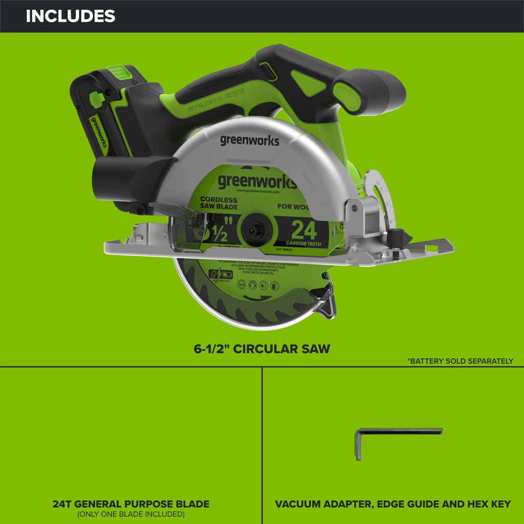 24V PowerAll 6-1/2" 5000RPM Circular Saw, Tool Only
