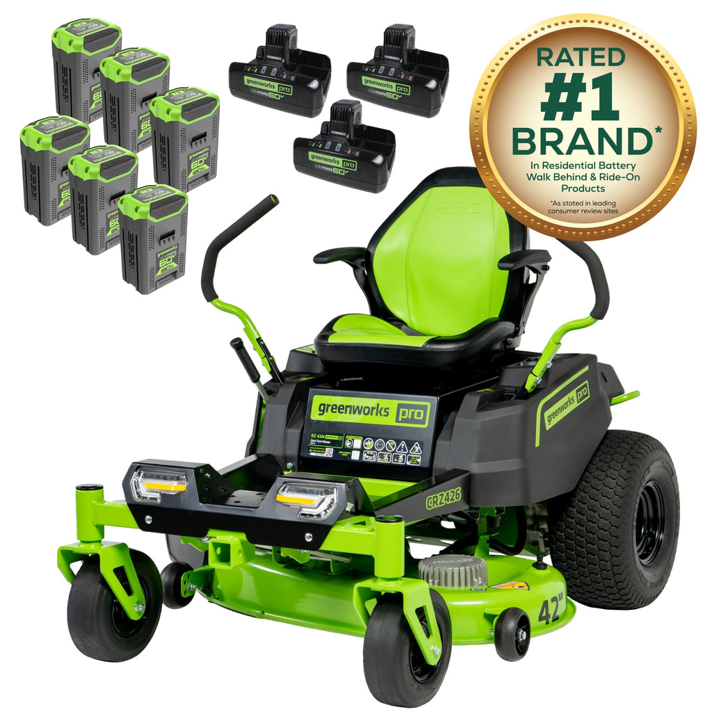 RENEWED 60V 42" Electric CrossoverZ Zero Turn Mower with (6) 8 Ah Batteries and (3) Dual-Port Turbo Chargers, CRZ4261