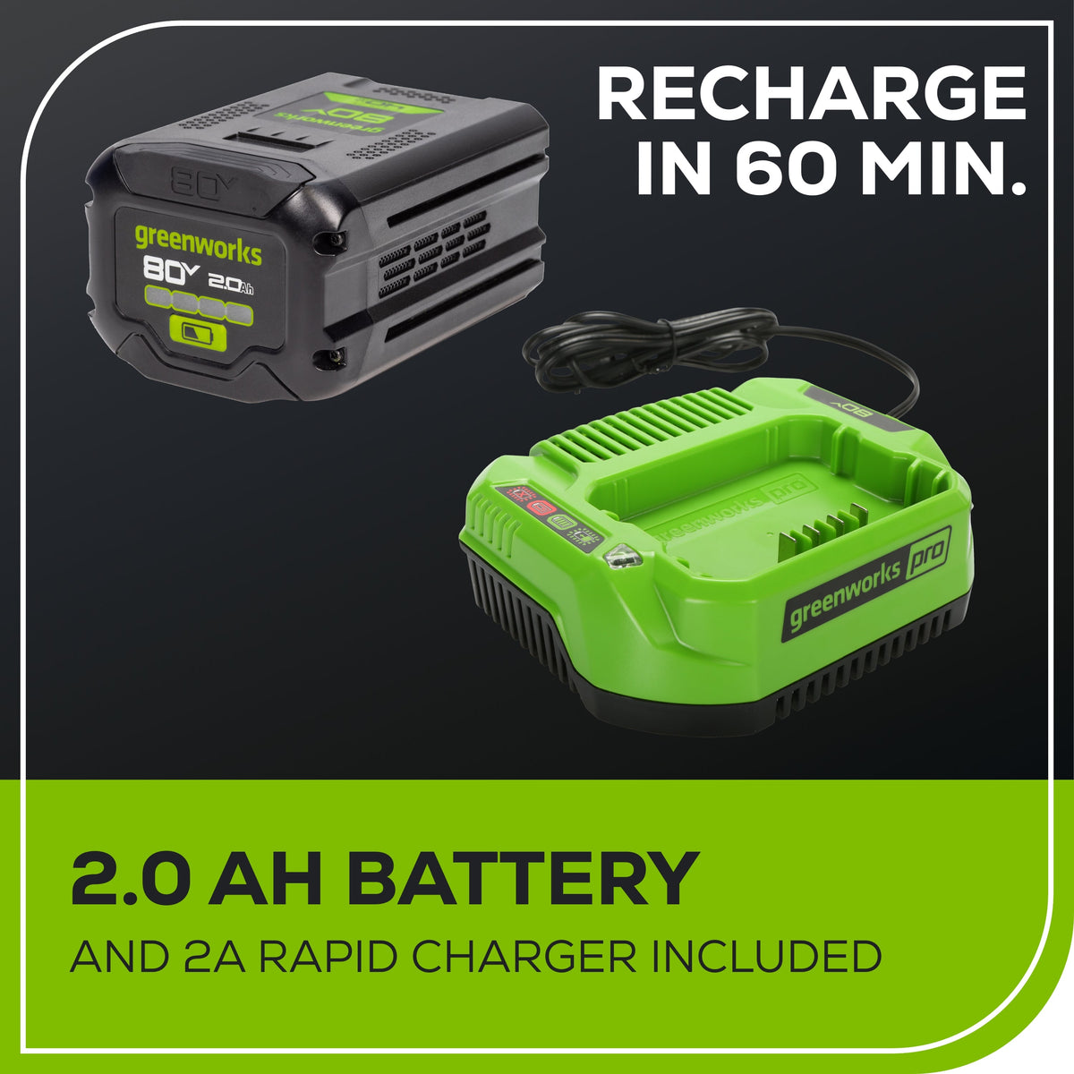 REFURBISHED 80V 17" Brushless String Trimmer: 2.0 Ah Battery and Charger
