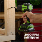 24V 1/2" 400 in/lbs Drill Driver: 2.0 Ah USB-C Battery, 30W Fast Charger and 20-PC Bit Accessory Kit