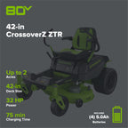 80V 42" Cordless Battery CrossoverZ Zero Turn Lawn Mower, (4) 5Ah Batteries and (3) Dual-Port Chargers, CRZ4282