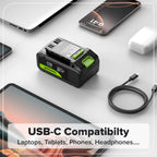24V 6.0 Ah Battery with Bi-Directional USB-C Port