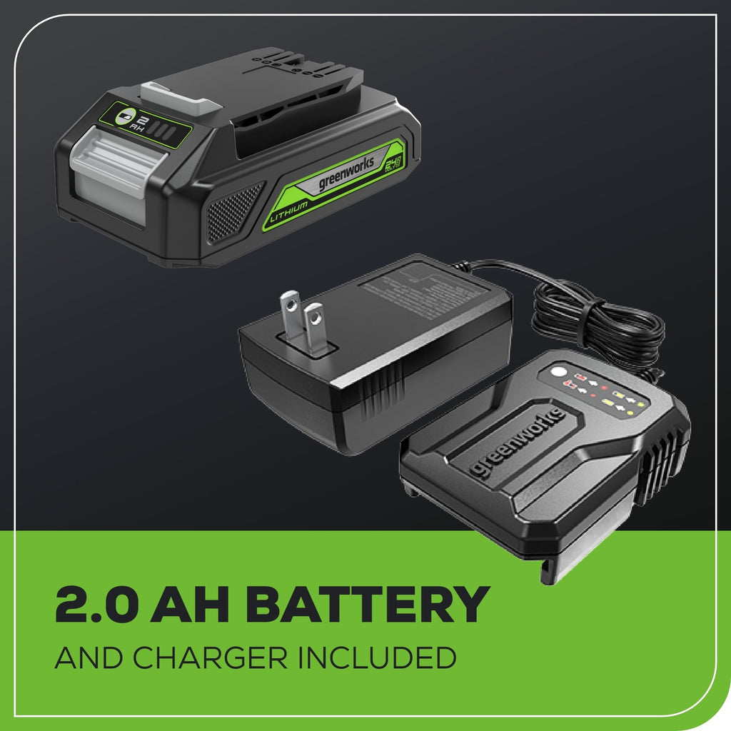 24V Cordless Battery 2-in-1 Standing Light Kit: 2.0 Ah Battery and Charger