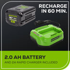REFURBISHED 80V 17" Brushless String Trimmer: 2.0 Ah Battery and Charger