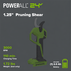 24V 1.25" Pruning Shear: 2.0Ah Battery and 30W Charger