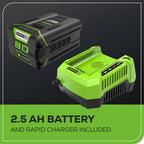 RENEWED 80V 730 CFM Cordless Battery Leaf Blower: 2.5 Ah Battery and Rapid Charger