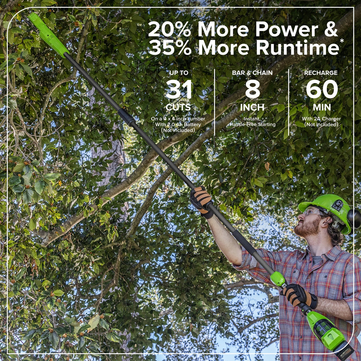 24V 8" Cordless Battery Pole Saw (Tool Only)