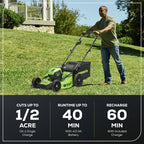 80V 21" Brushless 3-in-1 Push Lawn Mower: 4.0 Ah Battery and Charger, LM2138