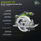 24V 6.5" Cordless Battery Brushless Circular Saw (Tool Only)