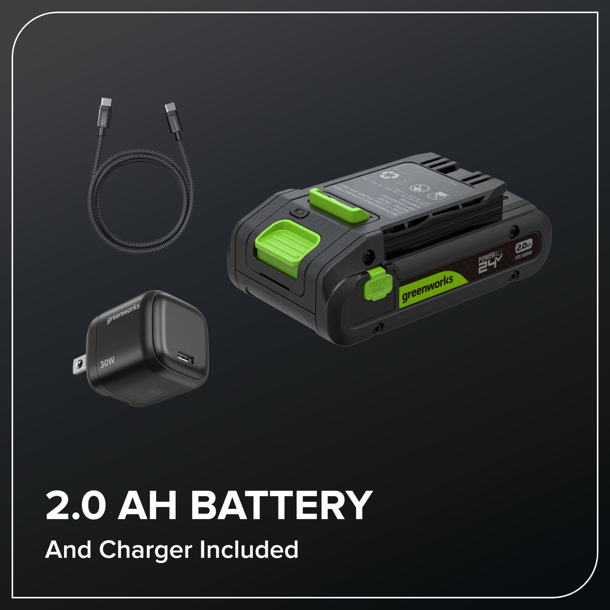 24V 20" Brushless (1.1" Cutting Capacity) Hedge Trimmer: 2.0Ah Battery and 30W Charger