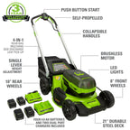 48V (24V x 2) 21" Cordless Battery Self-Propelled Lawn Mower w/ (4) 4.0Ah USB Batteries & (2) Dual Port Chargers, LM2102S