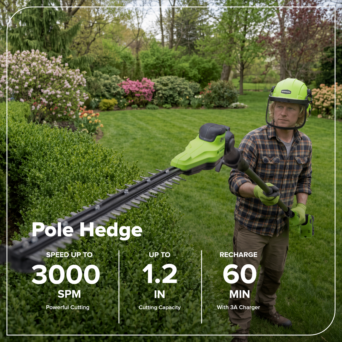 24V Brushless 8" Telescoping Pole Saw & 20" Pole Hedge Combo Kit: (1) 3.0 Ah Type-C Battery & 65W Charger with 3.3-Ft. Cable