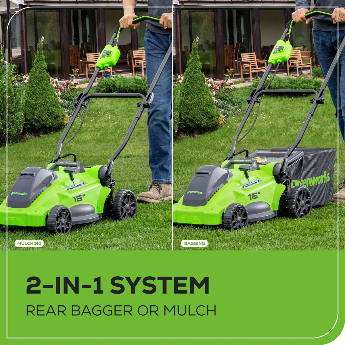 OPEN BOX 40V 16" Cordless Battery Brushless Push Lawn Mower: 4.0 Ah Battery and Charger, LM1624