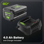 80V 12" Cordless Battery LED Snow Shovel: 4.0 Ah Battery and 6A Charger