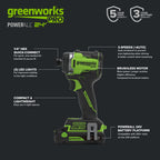 24V PowerAll Pro 530 in-lb Drill Driver and 2,200 in-lb Impact Driver Combo Kit, with (2) 2.0 Ah Batteries, 65W Charger, 3' Cable, Belt Clips, and Carrying Bag