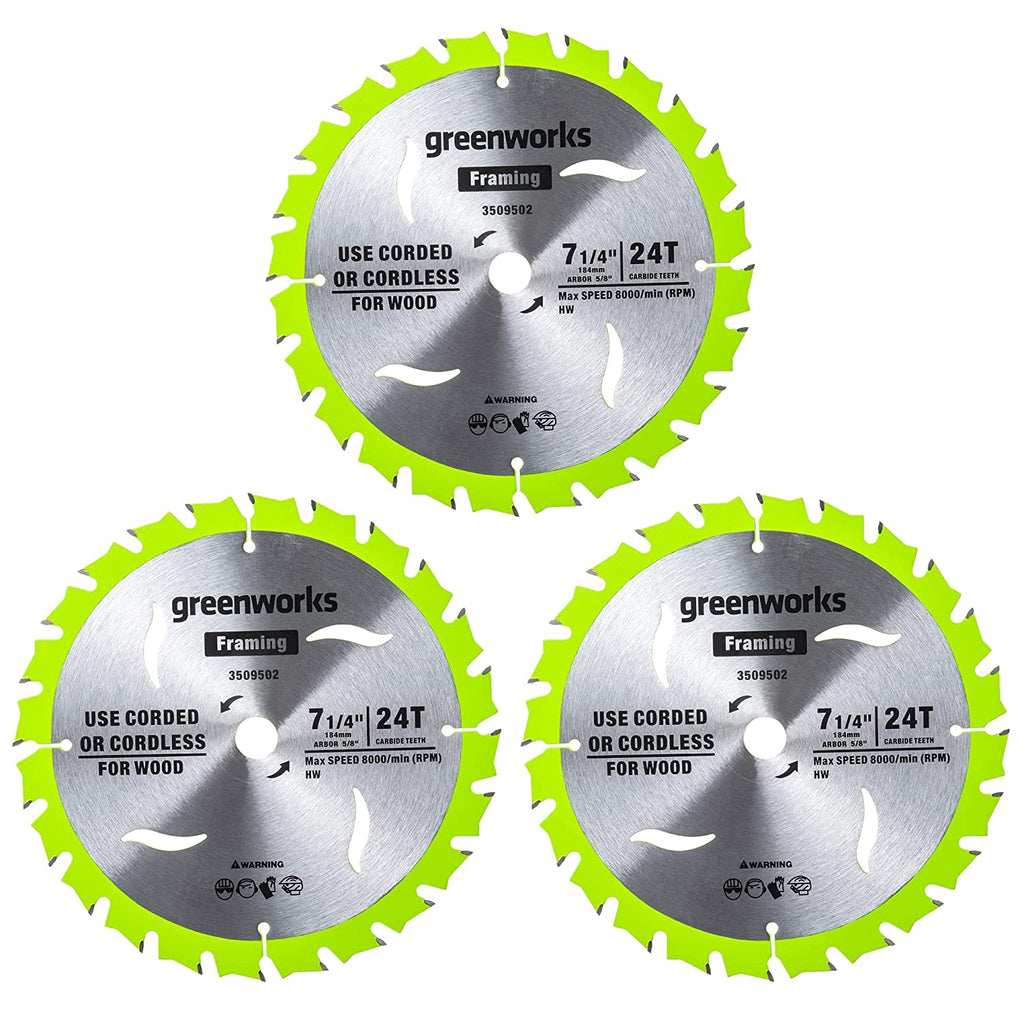 Greenworks 24V 7-1/4 " 24T Circular Saw Blades?3pc