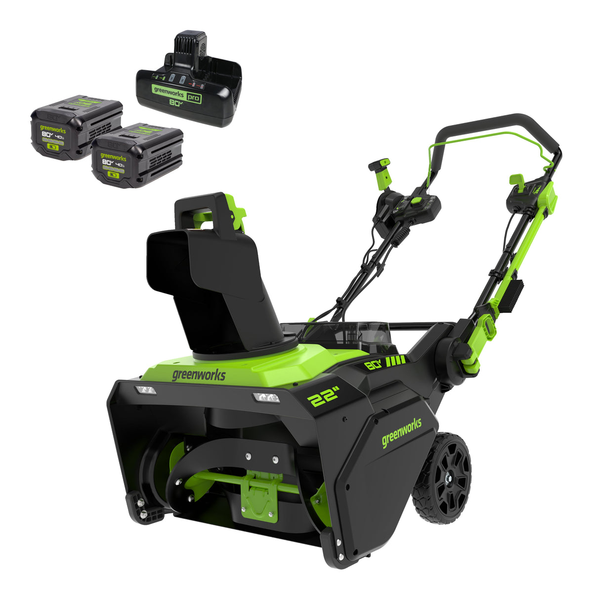 80V 22" Cordless Battery Single-Stage Snow Blower w/ (2)4.0 Ah Battery & Dual-Port Charger