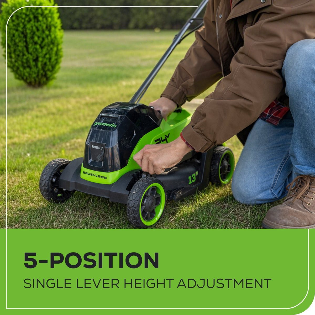 24V 13" Cordless Battery Brushless Push Lawn Mower: 4.0 Ah Battery and Charger, LM1322