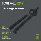 24V 24" Cordless Battery Hedge Trimmer (Tool Only)